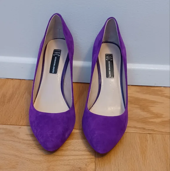 INC International Concepts Purple Suede Heels Size7.5 - Picture 2 of 7